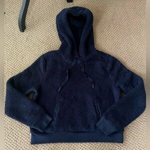Banana Republic Women’s Crop Fuzzy Sweatshirt Hoodie in Navy Size S